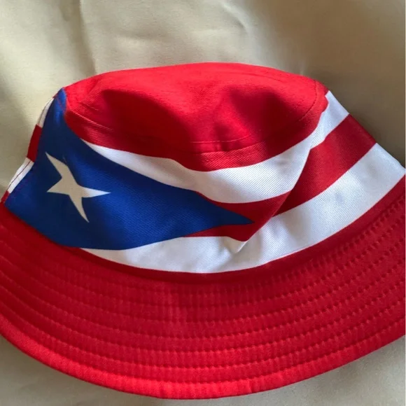Vibrant Puerto Rico Red Flag Design Bucket Hat - Picture 3 of 4